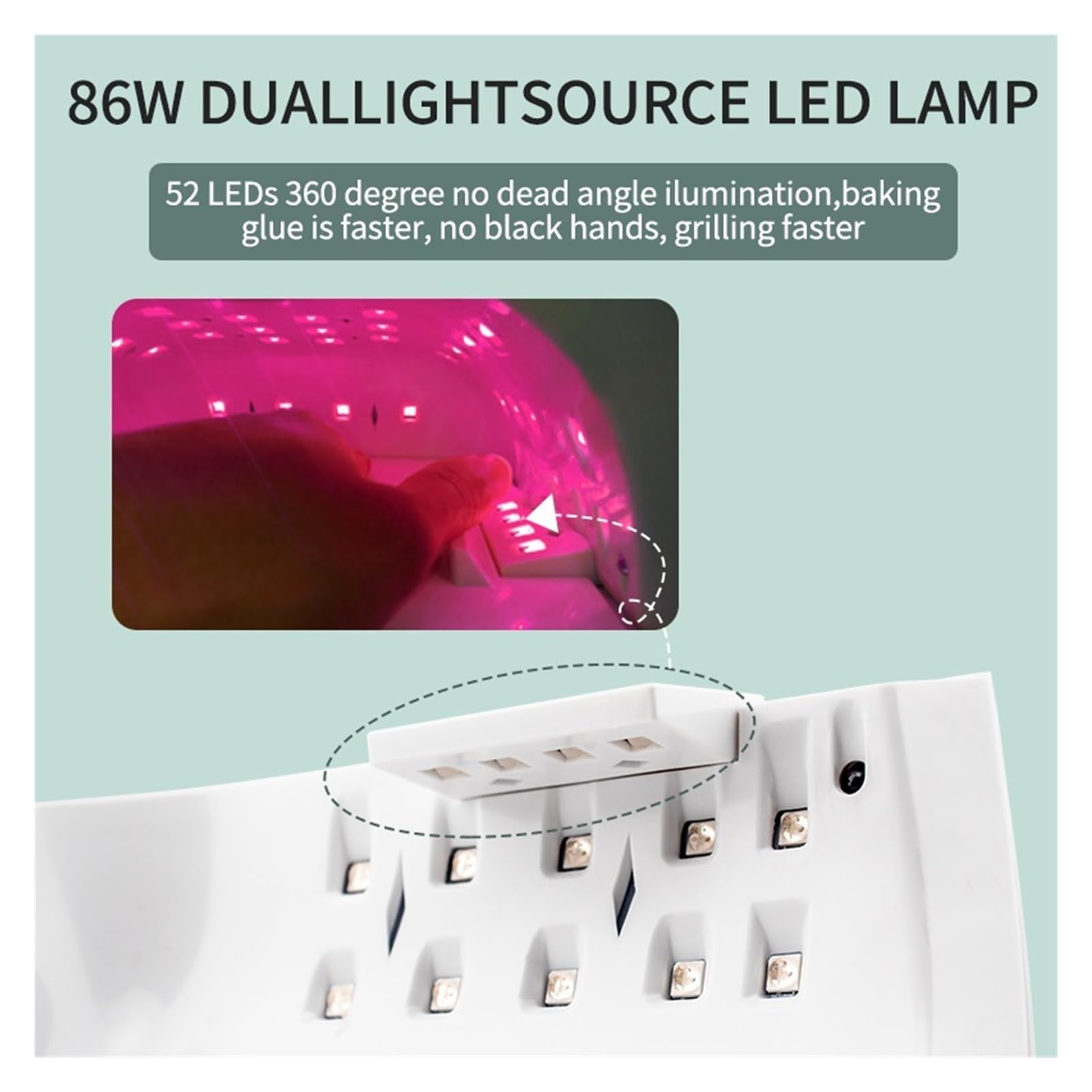 Lampa UV do paznokci, Bezprzewodowa 86w LED lampa UV do paznokci 86W do utwardzania wszystkich lakierów żelowych suszarka do paznokci lampa światła słonecznego Manicure inteligentny wyświetlacz LCD ak