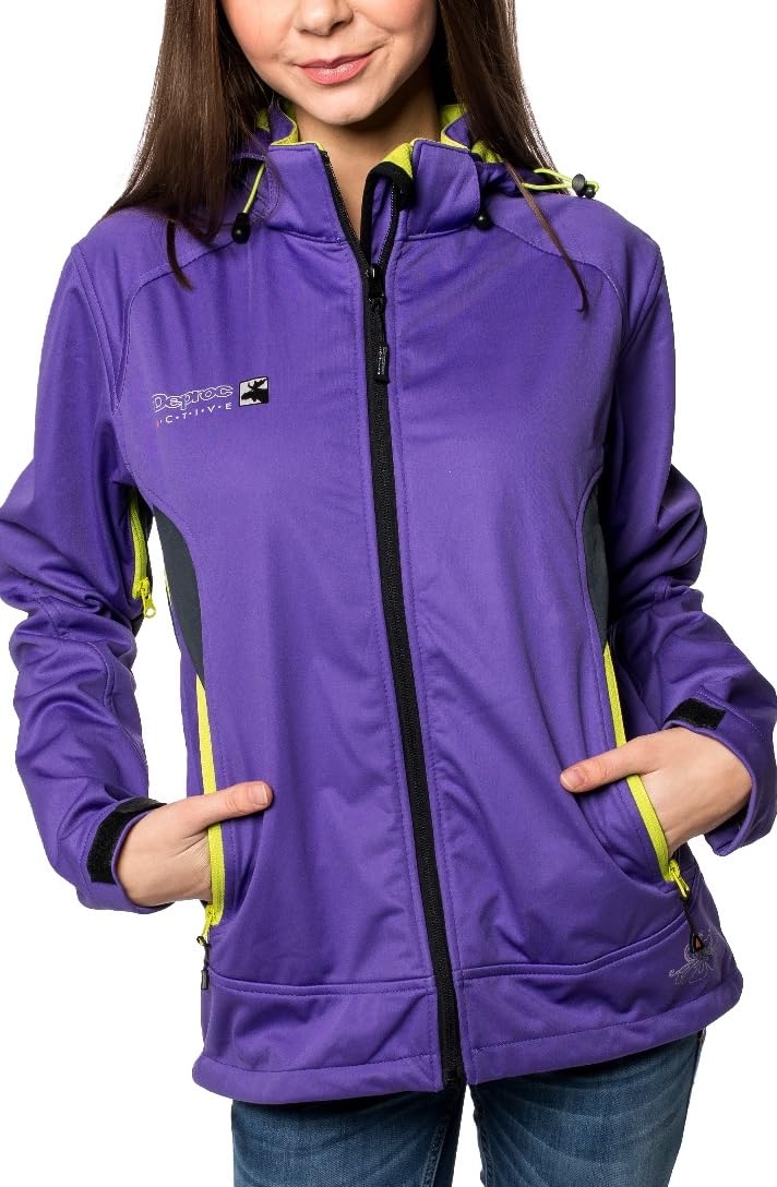 DEPROC A.C.T.I.V.E Kurtka softshell Kobiety Damska Kurtka Softshellowa Z Odpinanym Kapturem, Kurtka Przejściowa Windbreaker Downton Peak
