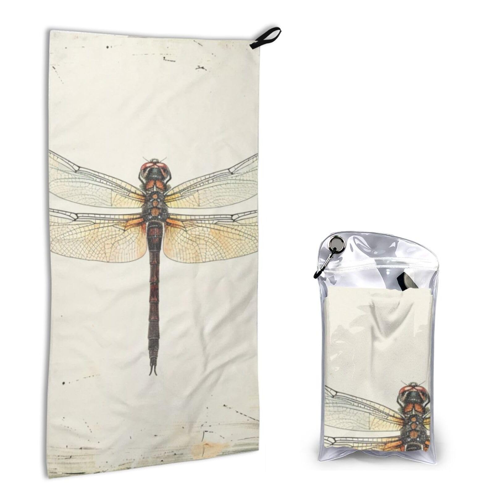 BWWHCCTI Quick Dry Hand Towel With Bag - Dragonfly Printed Super Absorbent Face Cloth Microfiber Travel Sports Towels 40x80cm