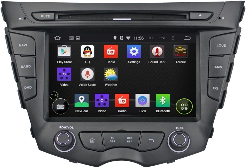 7 Inch GPS Navigation for HYUNDAI VELOSTER Android 5.1 Quad-Core Car Multi Media+Bluetooth SD/USB Built-in WIFI+AUX In+Free Backup Rear View Camera+Free US Map by Indiny