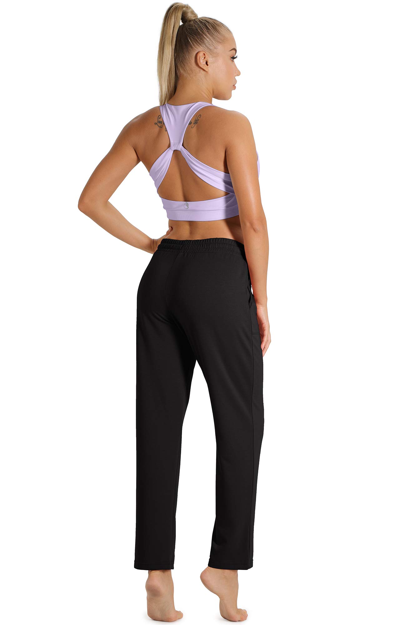 icyzone Pantaloni Donna Sportivi Larghi Casual Pantaloni Jogger Coulisse Regolabile con Tasche per Jogging Fitness Corsa