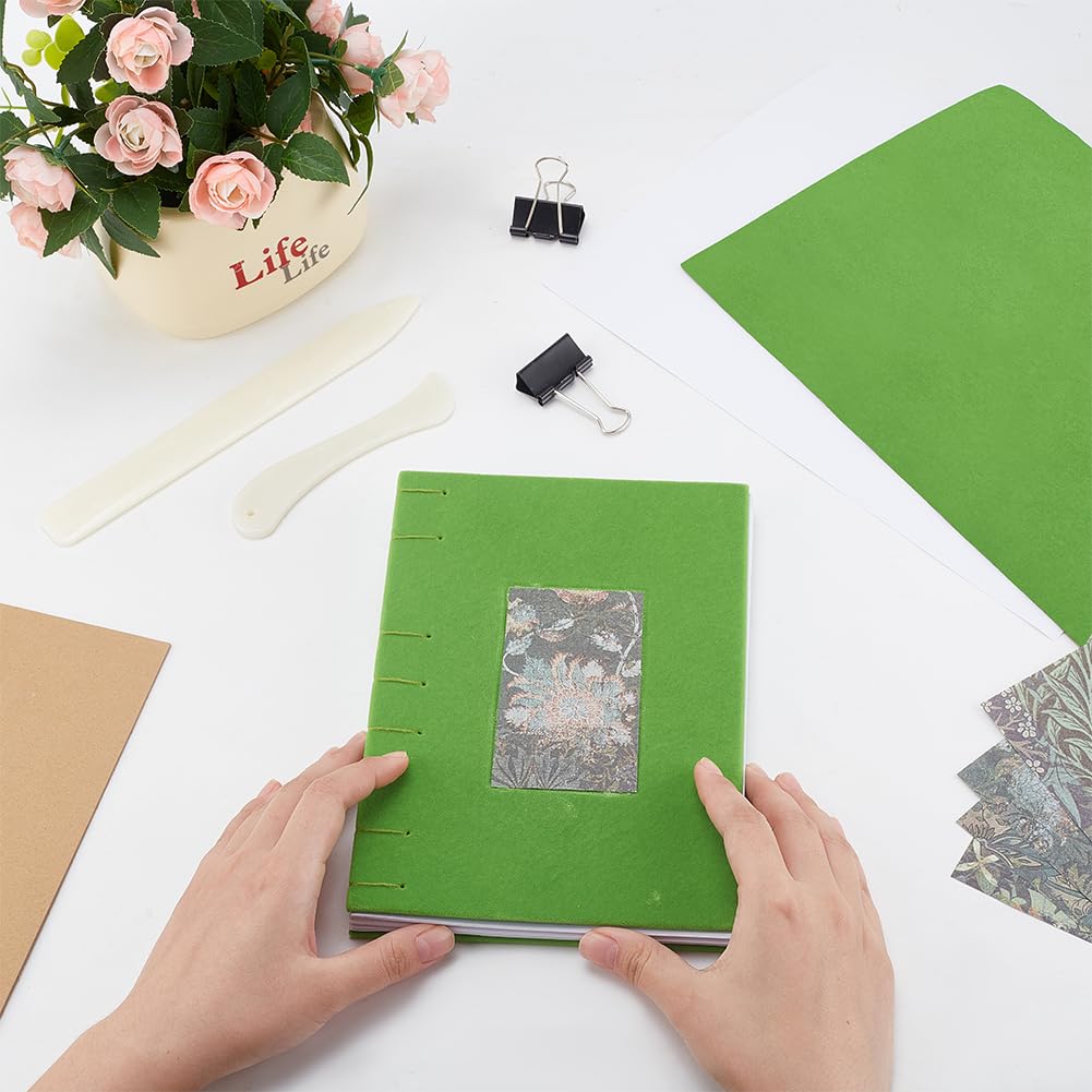 WEBEEDY Koptischer Stich Buchbindeset Grün Buchbinderei Starter Kit DIY Schreiben Journal Set Buchbinderei Zubehör für Erwachsene Anfänger Arbeit Note Persönliche Tagebuch, 15X21cm(A5)