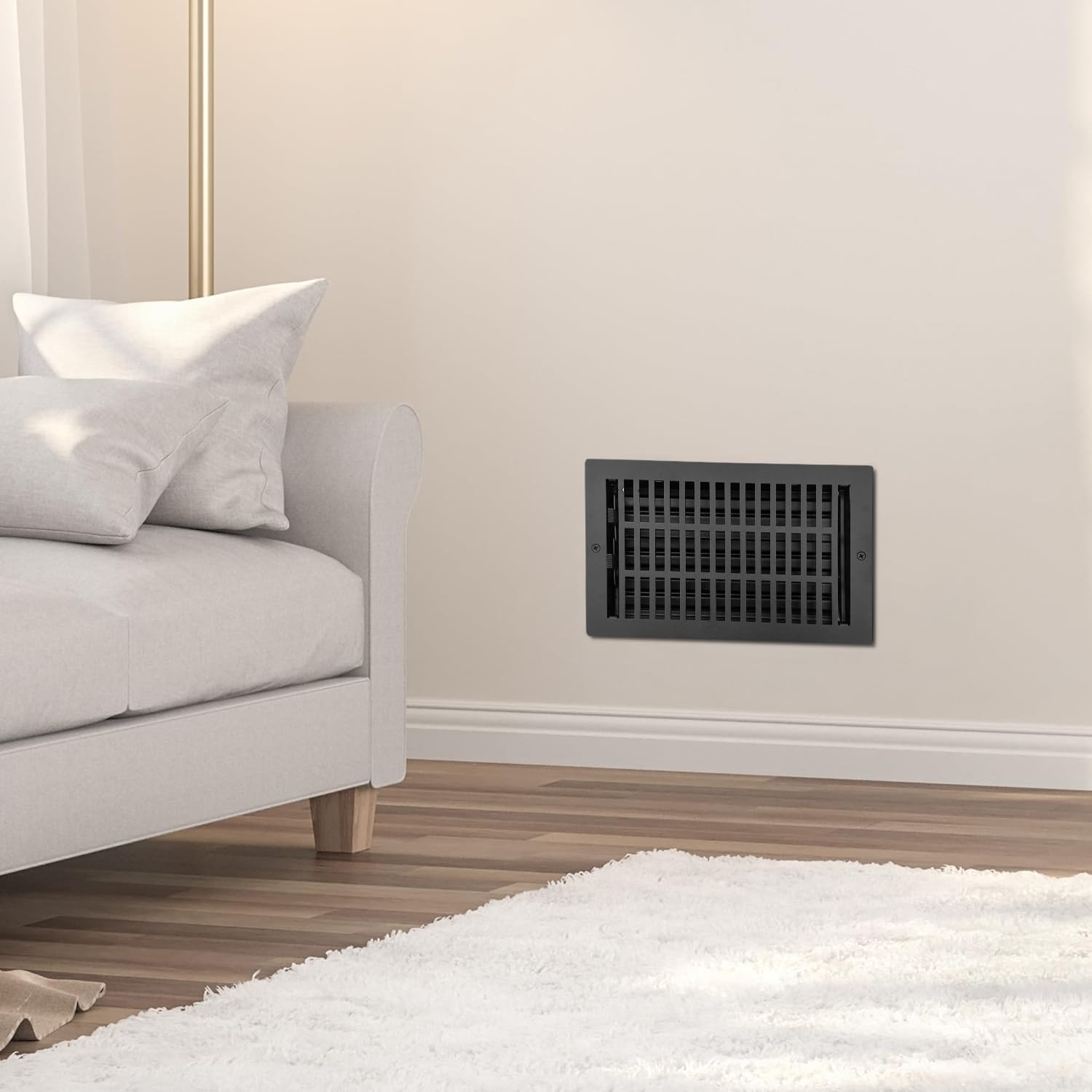 Empire Register Co, Ceiling & Wall Vent Cover - 6x10 inch, Modern Contemporary Design, Textured Black Finish, Metal Damper Attached, Measure Wall Hole Dimensions (not for Floor use)