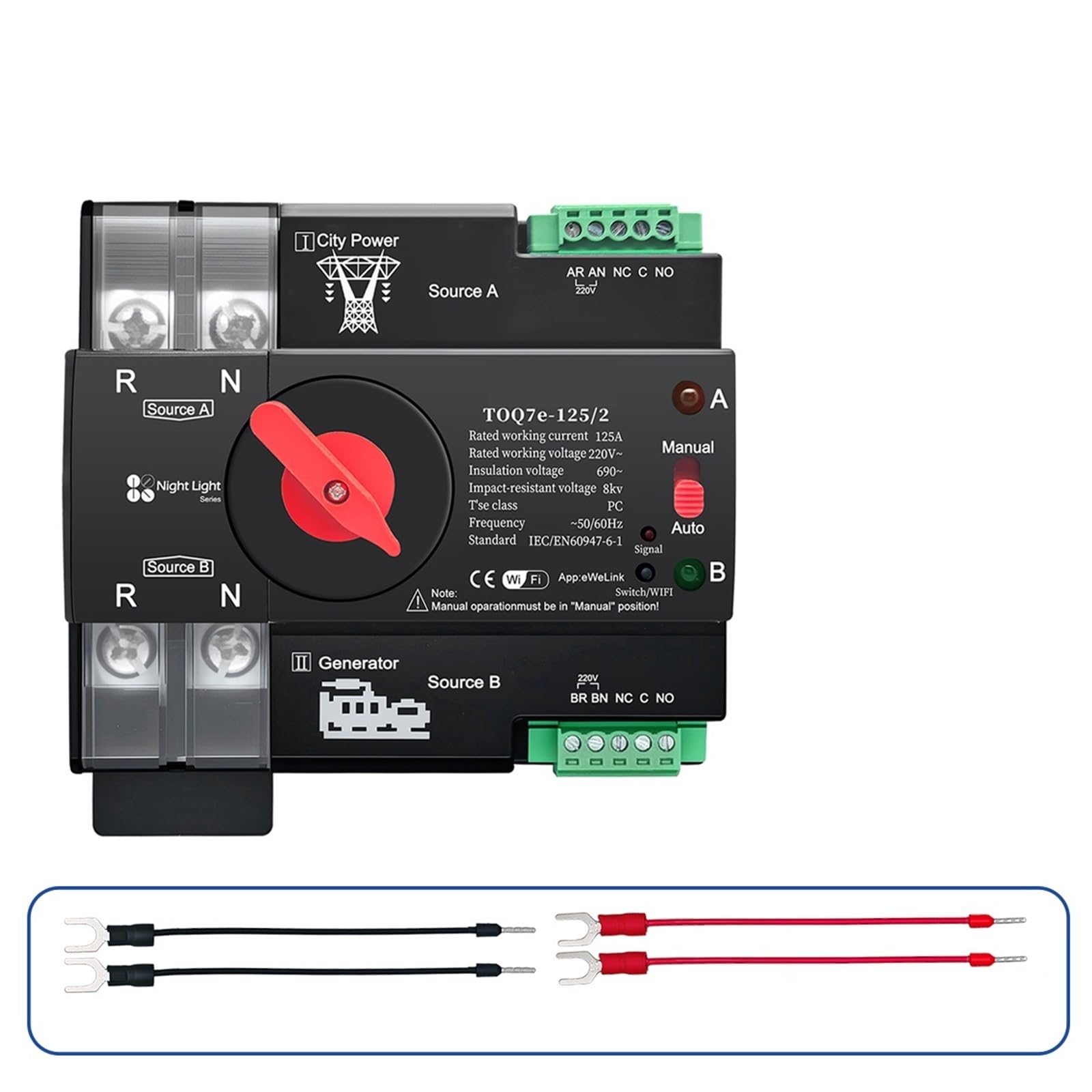 230 V Smart Timer, 2P 125A, 1 szt. 1 szt. (100A) automatyczny przełącznik transferu elektrycznego przełącznika elektrycznego