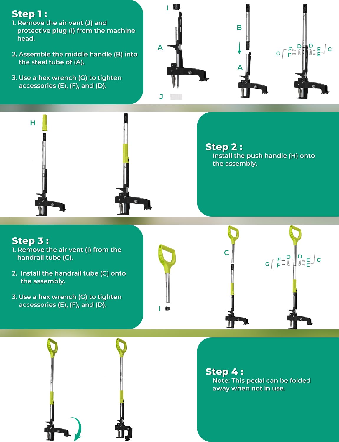 YISSVIC Weed Puller Stand-up Weed Removal Tool Stainless Steel 4-Claw with Foot Pedal, Telescopic Root Remover for Garden, Adjustable D-Shaped Non-Slip Handle - 5