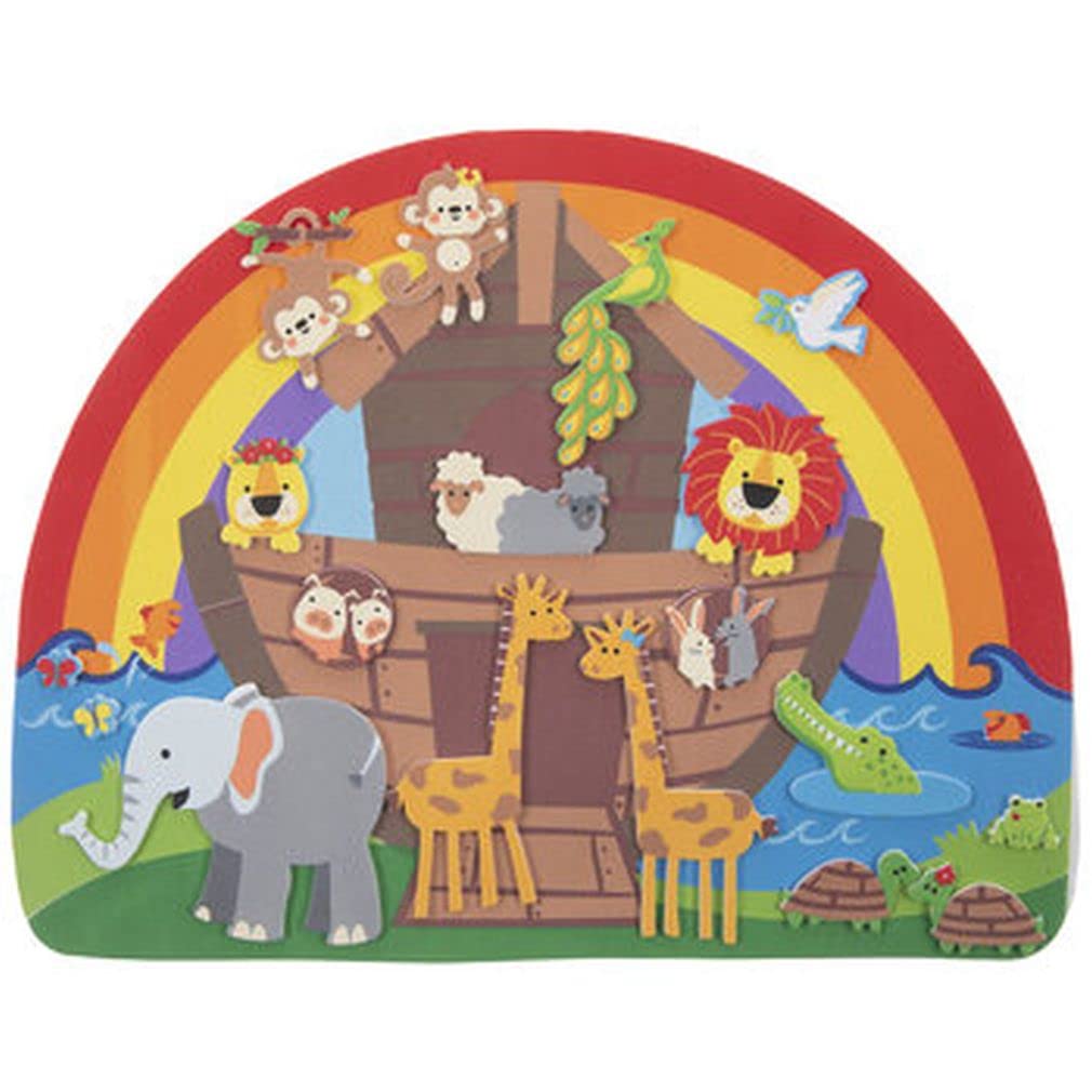 Playside Creations Noah's Ark Foam Sticker Scene Craft Kit for Kids - Makes 2
