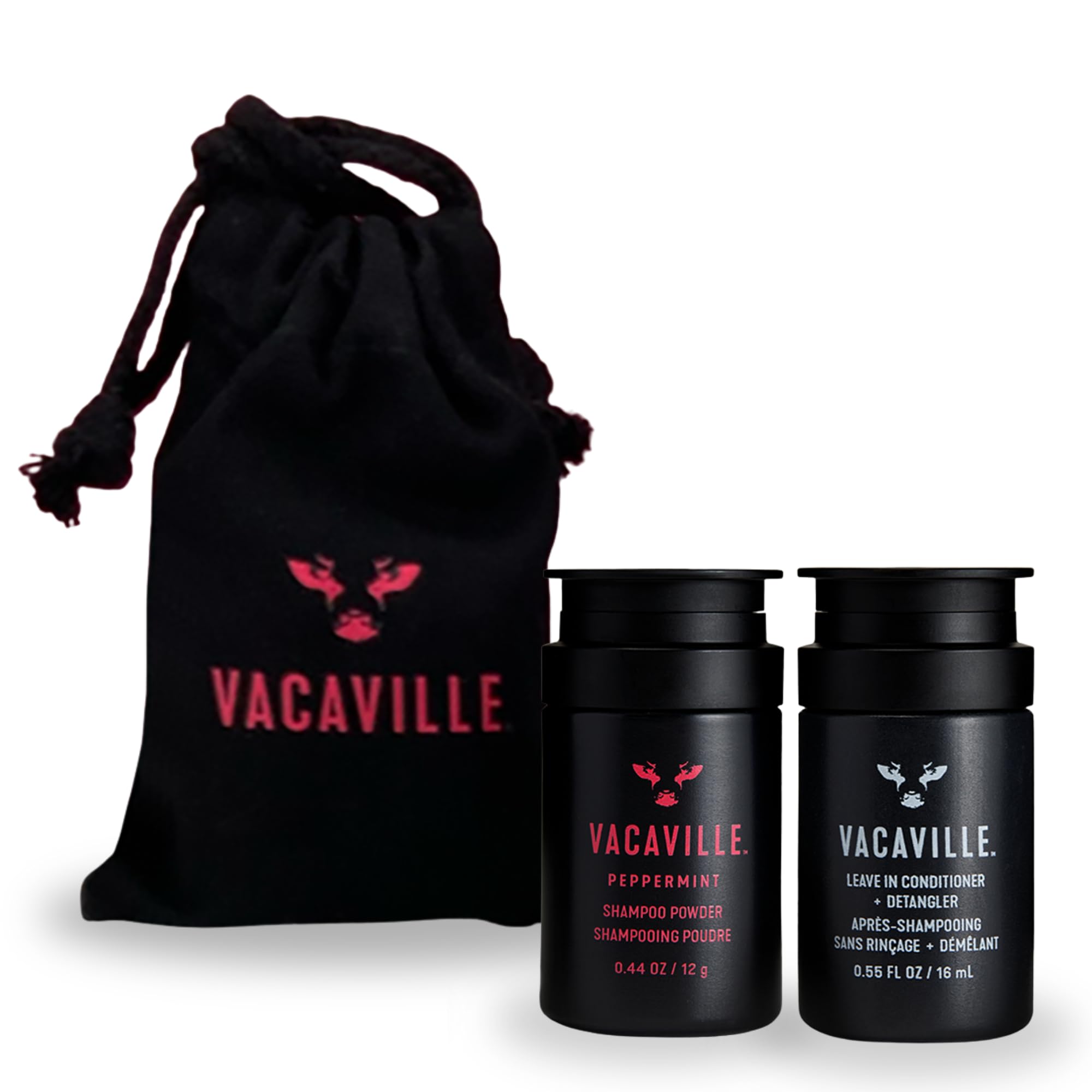 Vacaville Beauty Shampoo Gift Set Peppermint Powder Shampoo Conditioner for All Hair Types - Vegan Eco-Friendly Cruelty-Free -