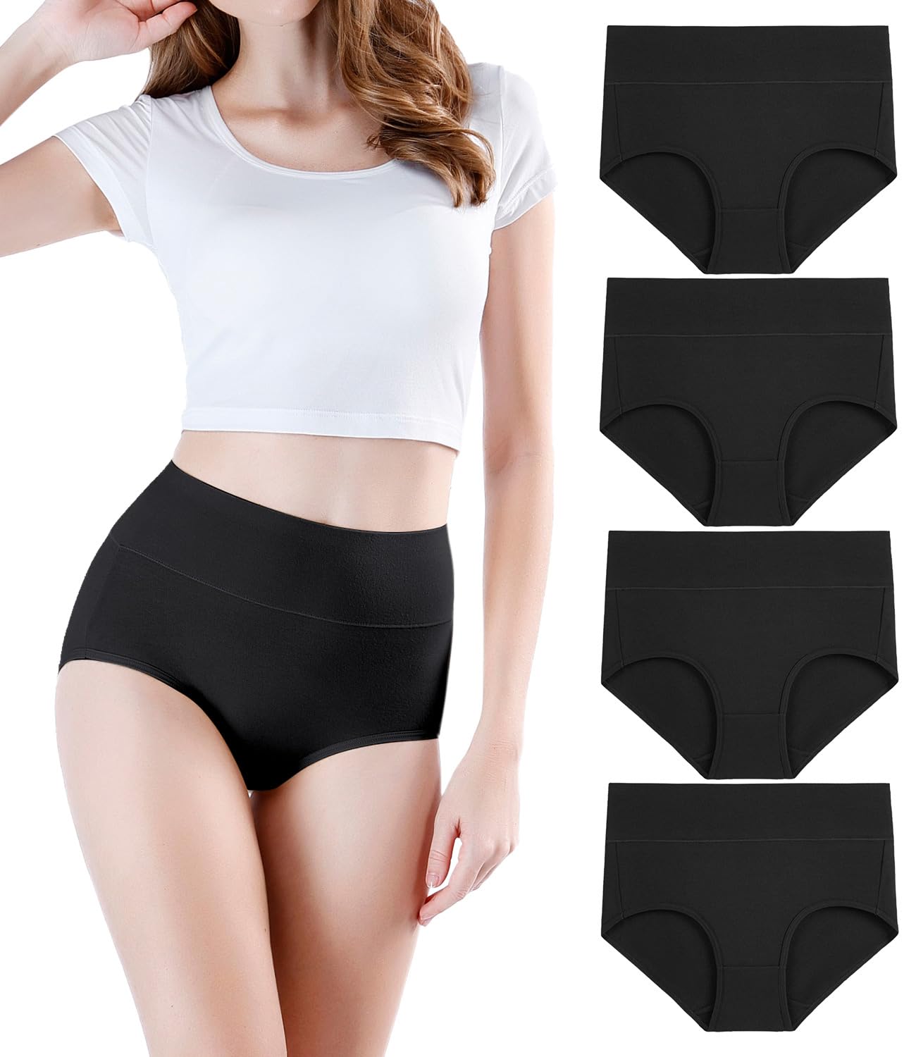 wirarpa Mutande Donna Culotte Vita Alta Slip Cotone Mutantina Elastiche Pantaloncini Post Parto Pacco da 4