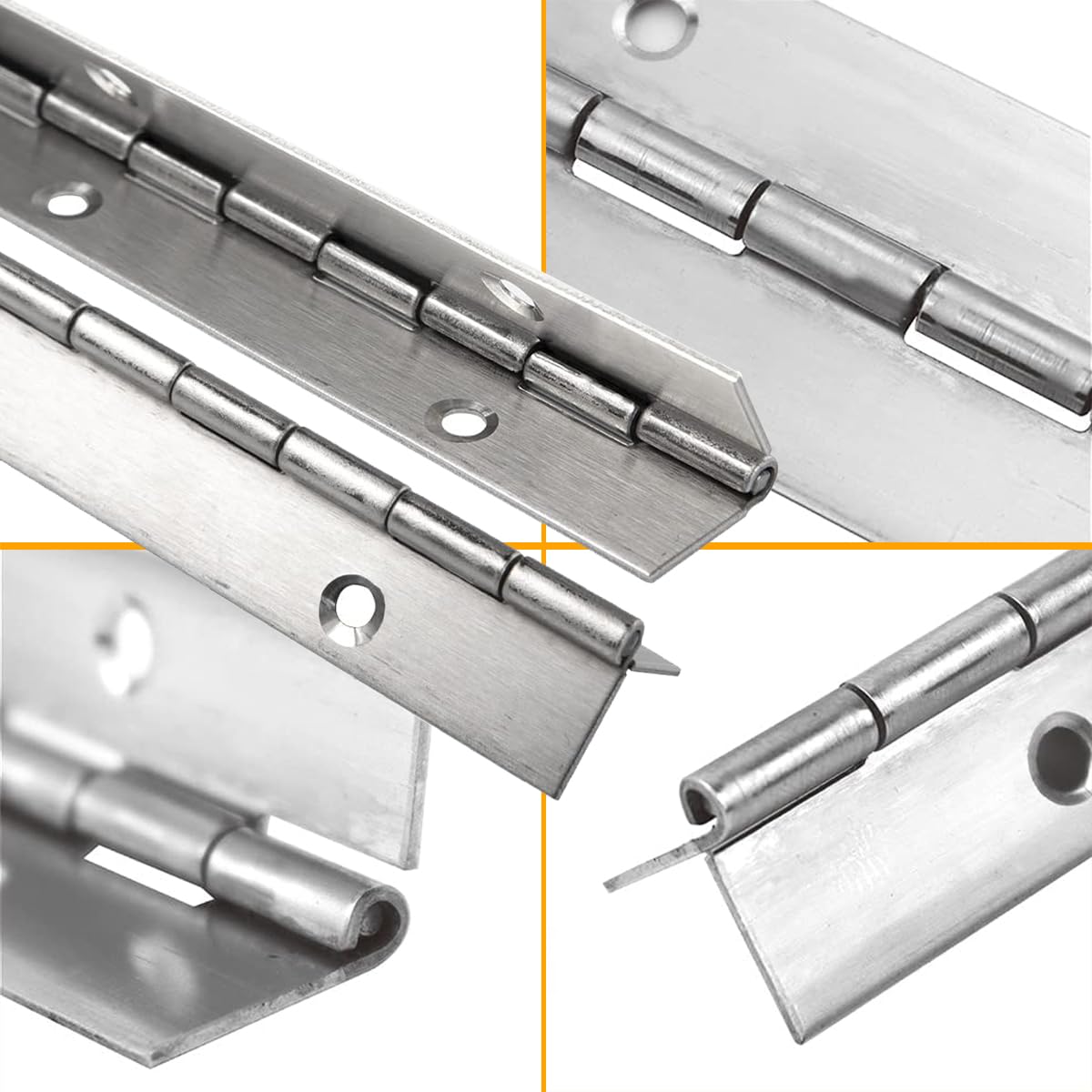 Paquete de 12 bisagras de piano de 6 pulgadas, bisagra continua de acero inoxidable de 1.2 pulgadas de ancho abierto con agujeros, bisagras de muebles resistentes para puerta de armario, barcos