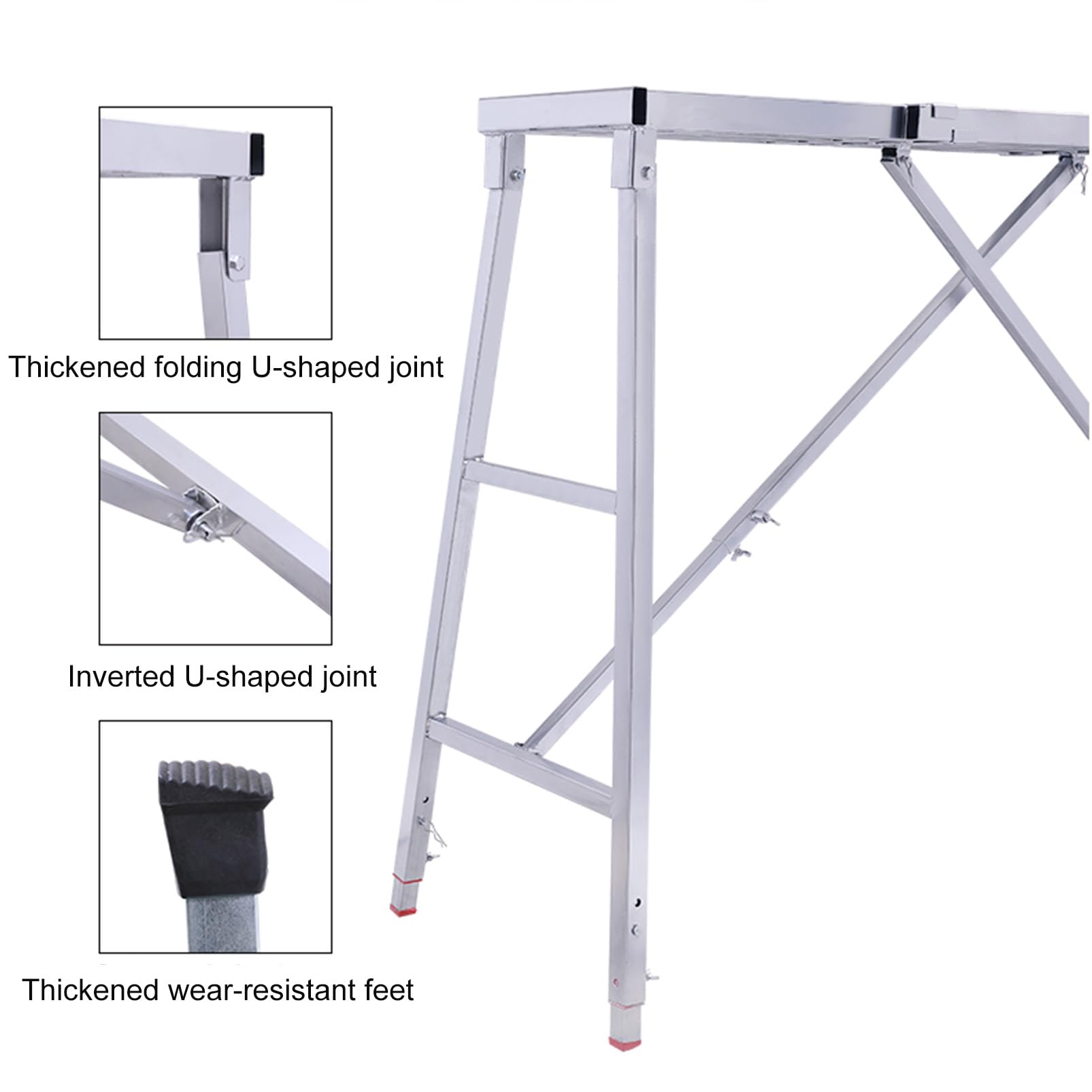 Piattaforma pieghevole a scala, resistente sgabello da banco per cartongesso, ponteggi portatile per la pulizia di camper, pareti ad alta pittura e decorazione, ideale per uso domestico e ufficio
