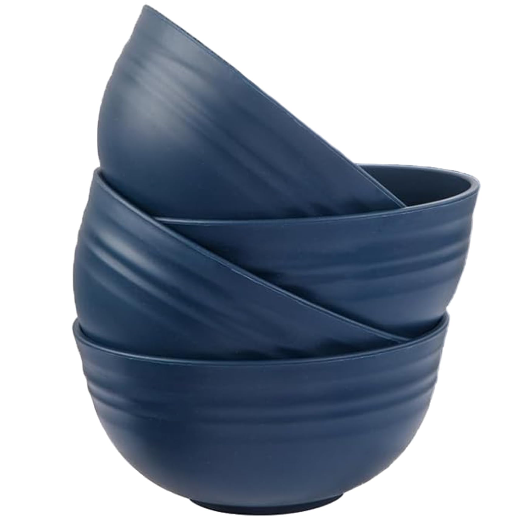 MaoMaoCha Unbreakable Cereal Bowls Set of 4, 24 oz Plastic Salad Bowls, Dishwasher & Microwave Safe, Lightweight Reusable Bowl for Rice Noodle Soup Snack Salad Fruit (Dark Blue)