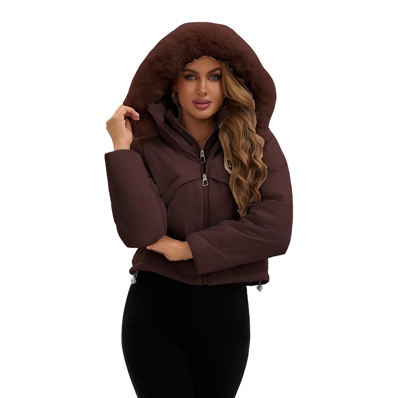 Vestes légères d'hiver pour femmes 2 en 1 Doudoune courte sans manches Gilet sans manches pour femmes Manteau matelassé chaud à capuche Vêtements d'extérieur tendance
