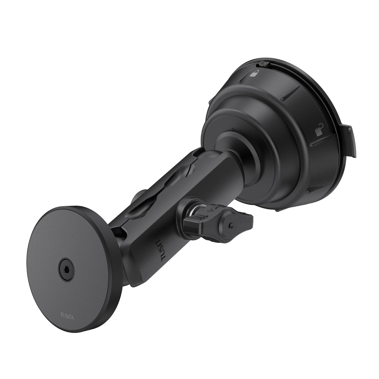 TUSITA Supporto Magnetico per Telefono in Auto - Twist Lock Base a Ventosa con Braccio a Doppia Snodo Compatibile con MagSafe