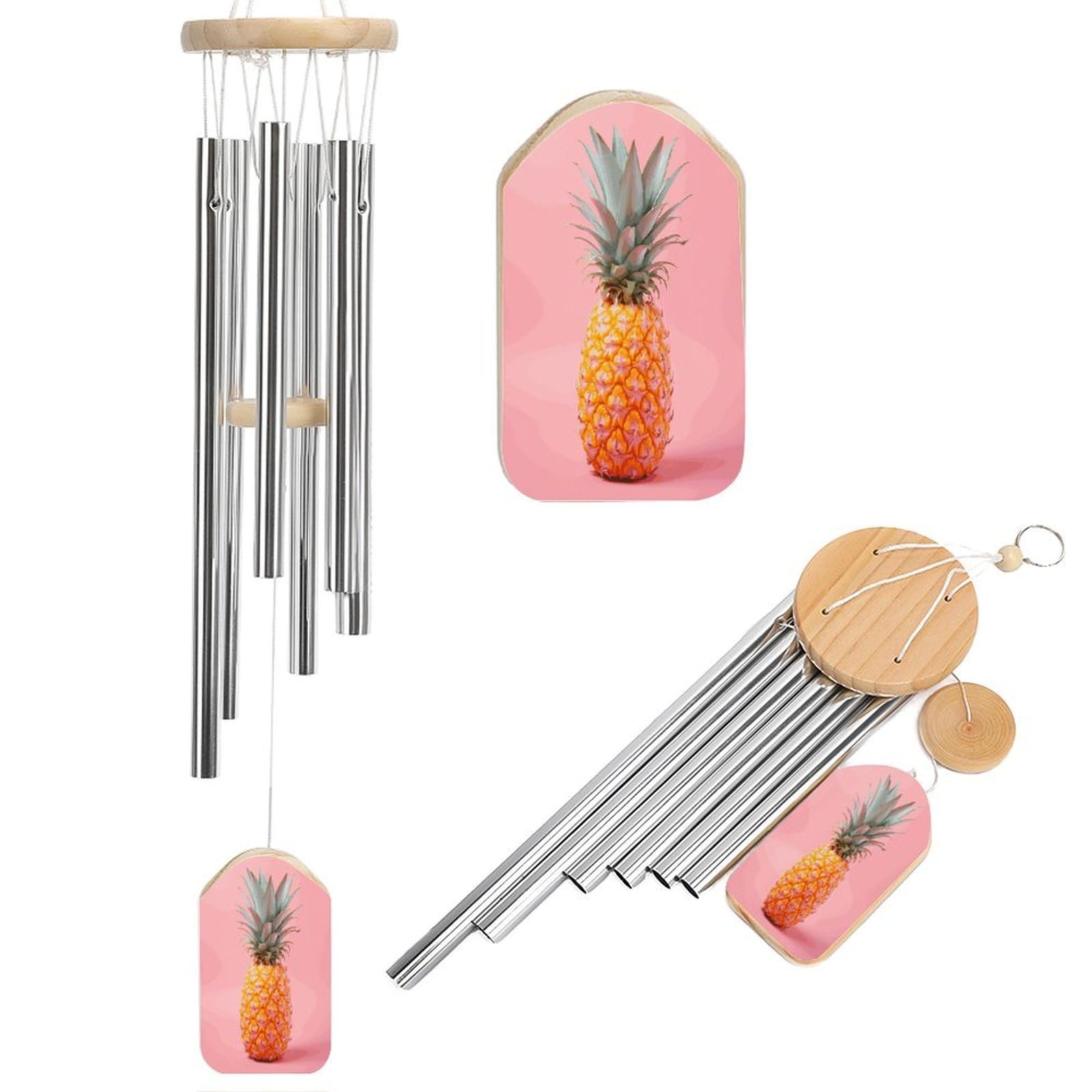 Btcowzrv Style A Pineapple Wind Chimes For Outside, Hanging Windchimes With 6 Aluminum Tubes, Memorial Wind Chime For Patio Backyard Garden And Outdoor Decor
