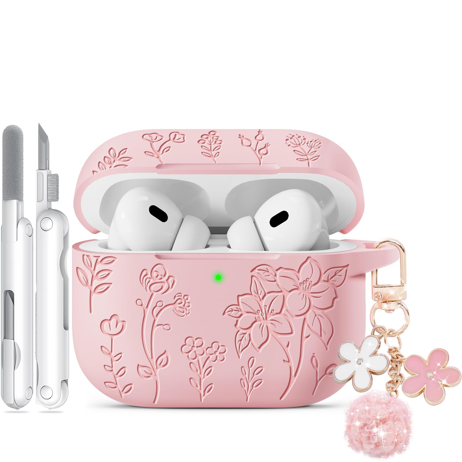 for AirPods Pro 2 Case, Soft Silicone Airpod Pro Case Cover QUTE with Keychain & Cleaning Kit Compatible with AirPods Pro 2nd/1st Generation for Women