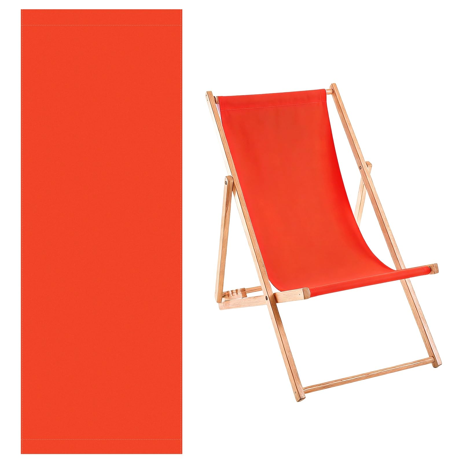 M METERXITY Beach Sling Chair Replacement Canvas, 16x44.5 Inch Folding Lounge Chair Fabric for Beach/Sunbathing/Courtyard/Garden, Outdoor Furniture Cloth [Red, Only Replacement]