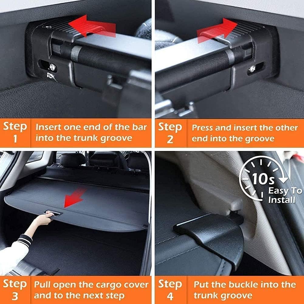 ESUKAR Voiture Étagère Arrière Rétractable De Coffre pour Tiguan 2017-2022, Cache-Bagages Housse Colis Cargo Rideau de Rangement Partition Panneau de Bouclier Sécurité Accessoire
