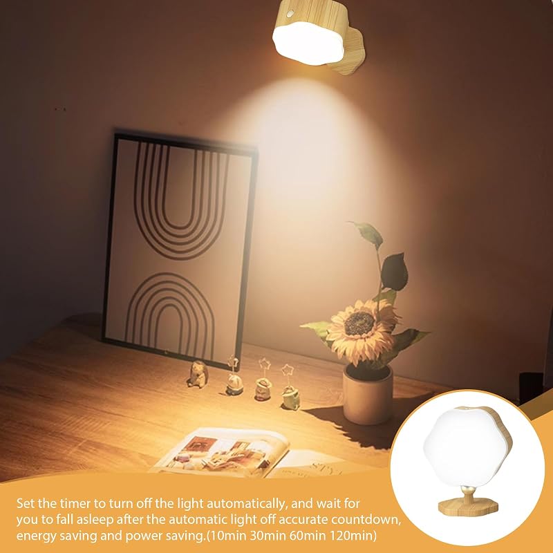 GOMETY LED Fali Lámpa Érintésvezérléses USB Töltős Forgó 3 Színmód Dimmer