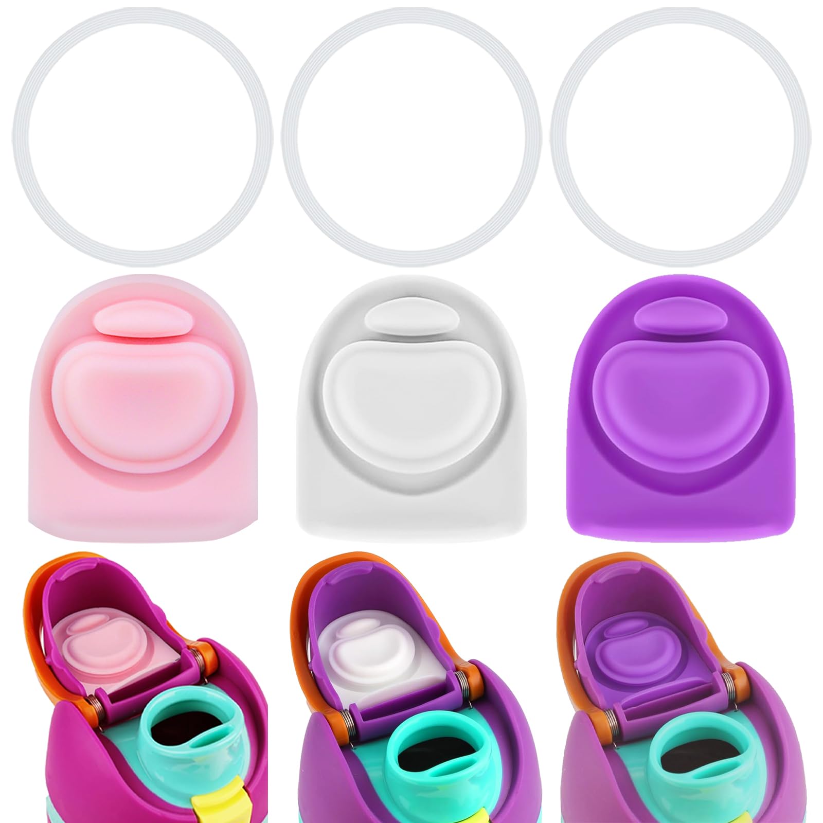 Frokolla 3 Sets Replacement Stopper and O Ring Gasket Compatible with Owala FreeSip 24oz 32oz,Water Bottle Lid Insert Cap Silicone Seal Parts for Owala 16/19/24/32/40oz Mouth Piece AccessoriesUR-W3 โ image 1