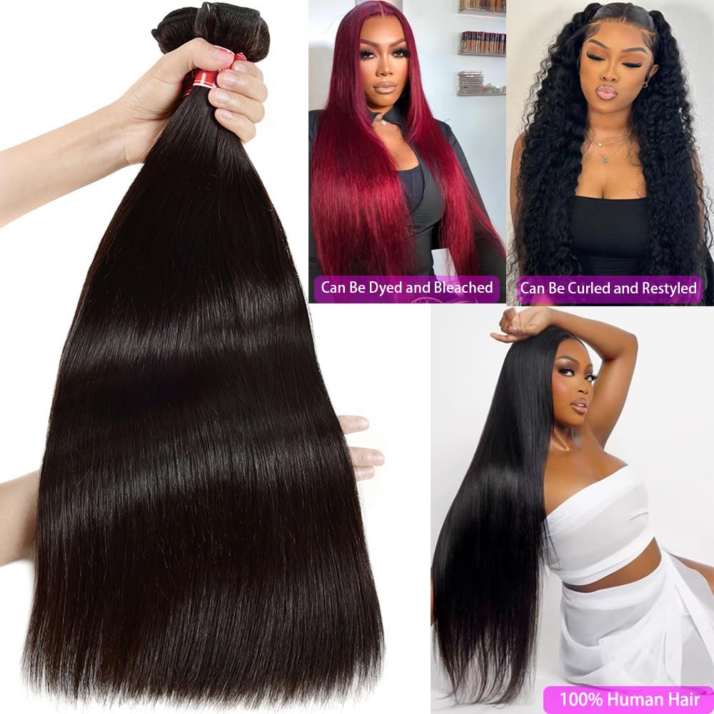 Amazon.com : Bundles with Closure Human Hair Straight 