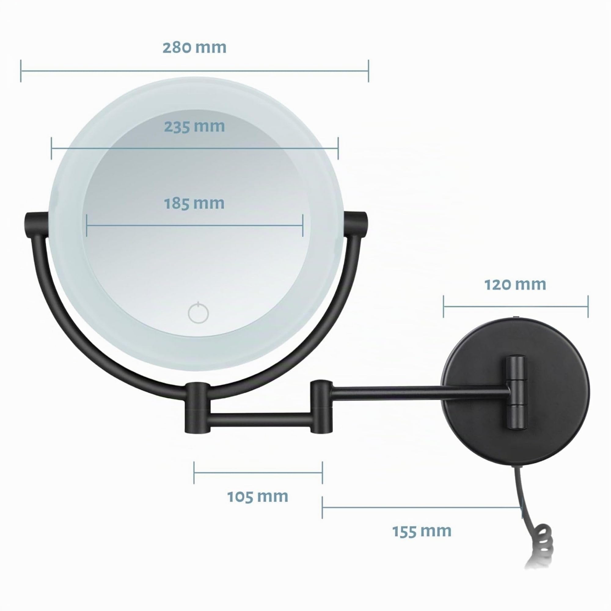 Specchio cosmetico XXL Tokyo - Specchio da parete a LED con funzione dimmer, spegnimento automatico, ingrandimento 3x/7x e superficie specchio extra large [classe energetica E]