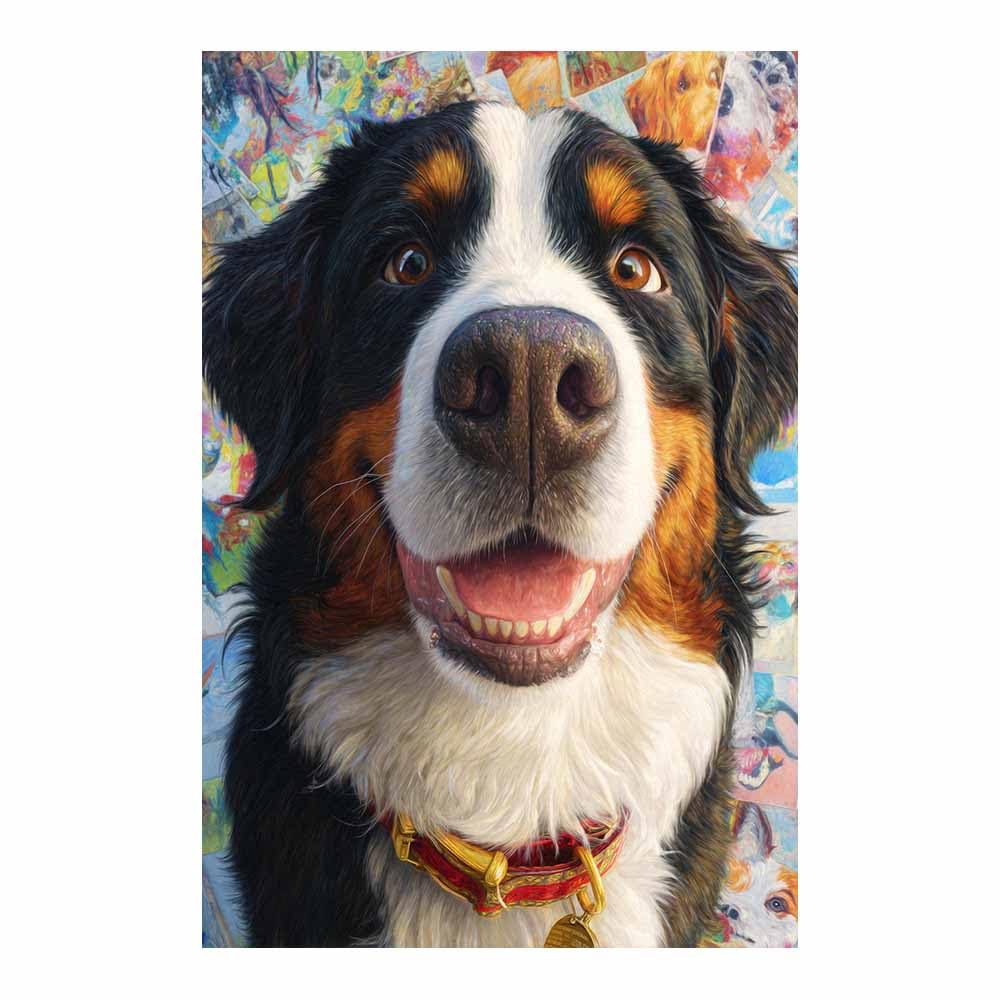 ZAMAEIU Canvas Print Wall Art Bernese Mountain Dog Abstract Dog Animal Paintings, Suitable for living room, bedroom, for Kids Room Decoretc.(black)-80x120cm Unframed