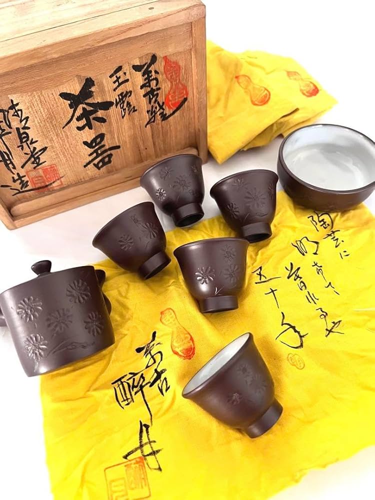 未使用 【 清水酔月 】醉月造  萬古焼 急須 玉露 茶器 5客 セット Amazon.co.jp: 清水酔月 醉月造 萬古焼 急須 玉露 茶器 5客