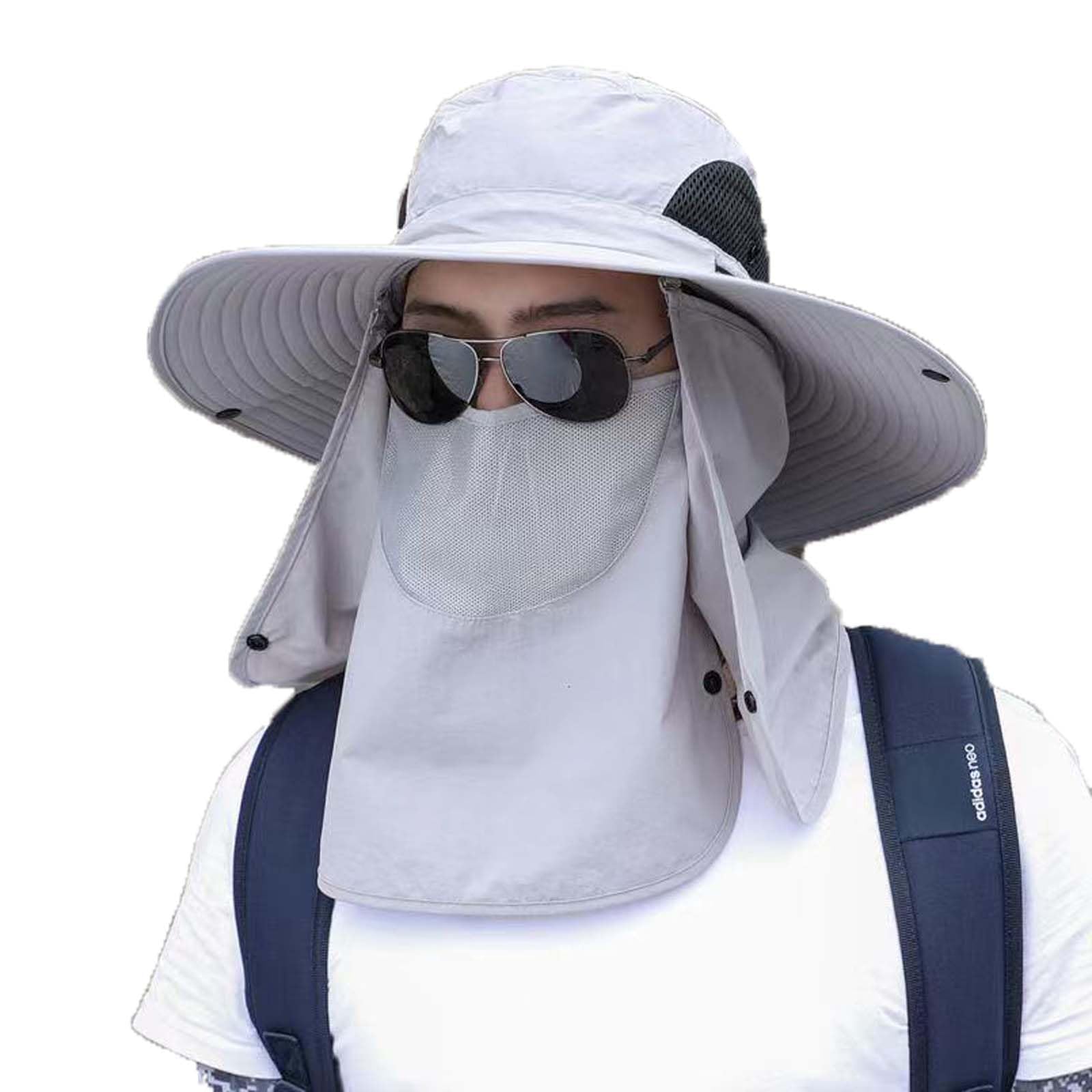 Cappello da pesca per uomo e donna, con protezione solare UPF 50+ e patta per il collo, cappello da spiaggia, cappello da escursionismo, cappello da pesca