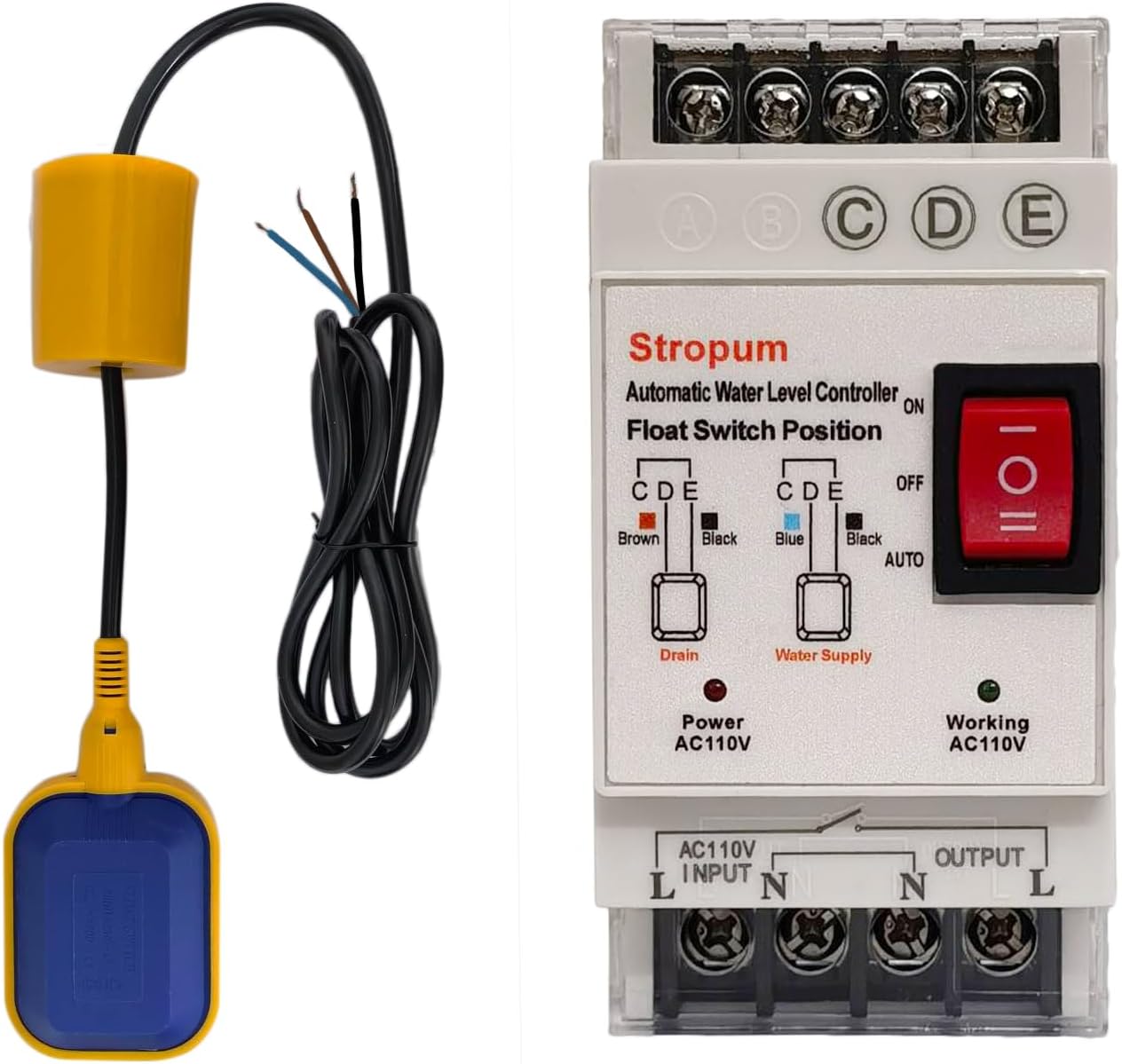 DC 24V Sump Pump Float Switch Controller,Auto Water Level Control, Liquid Level Sensor Detector Relay With 9.8Ft Float Switch For Sewage Pump, Water Tank, Septic Tank,FL-3