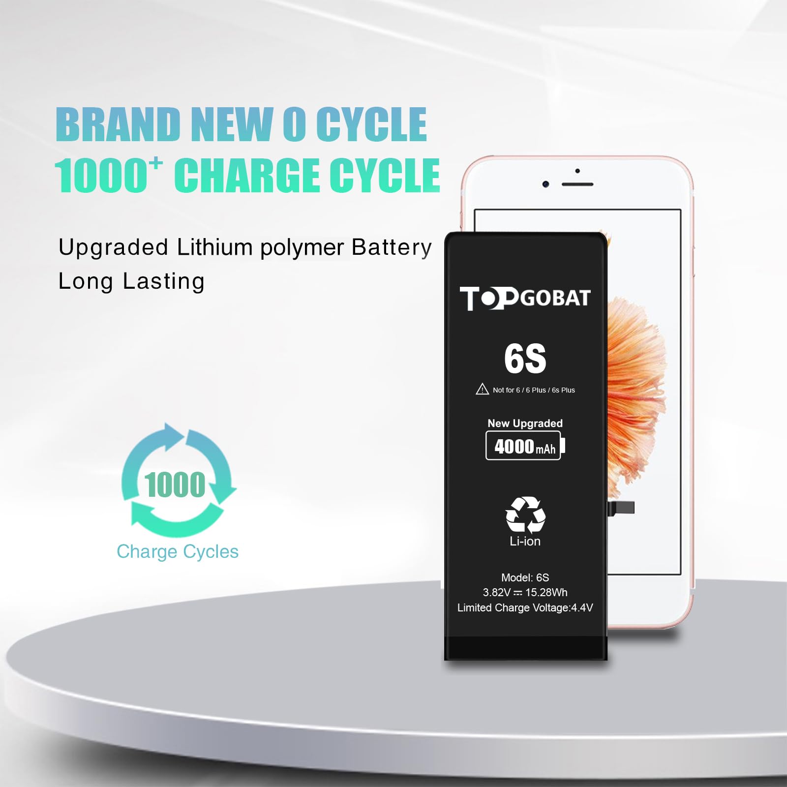 Ersatz für iPhone 6S Akku, 4000mAh Akku mit hoher Kapazität für das Modell (A1633 A1688 A1691 A1700) mit Ersatzwerkzeug Kits