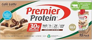 Premier 30g Protein PLUS Energy and Immune Support Shakes, Cafe Latte, 11 fl oz, 18-pack