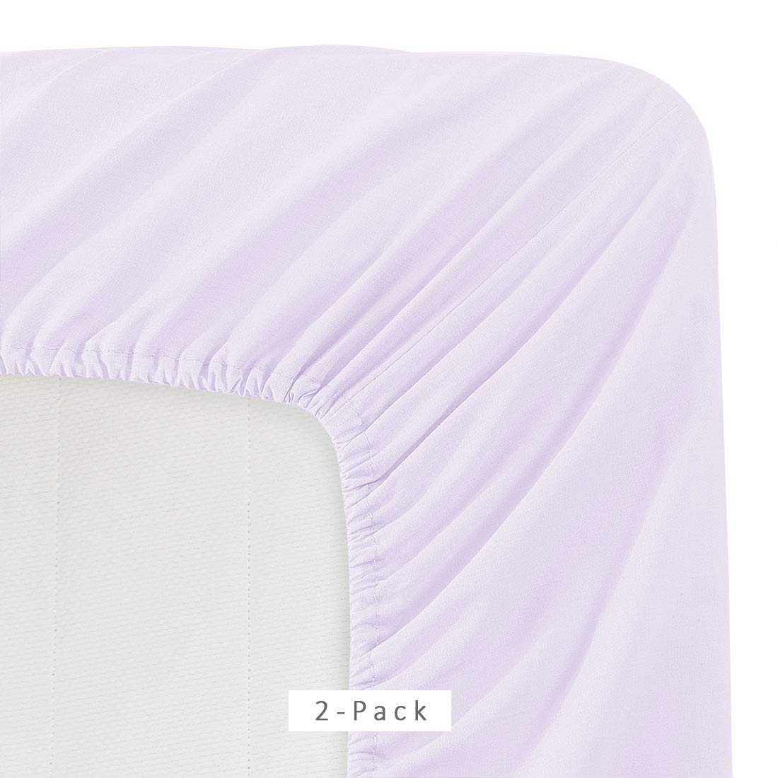 Basic Choice 2-Pack Deep Pocket Bed Fitted Sheet/Bottom Sheet, Standard 100 by Oeko-Tex - California King, Lavender