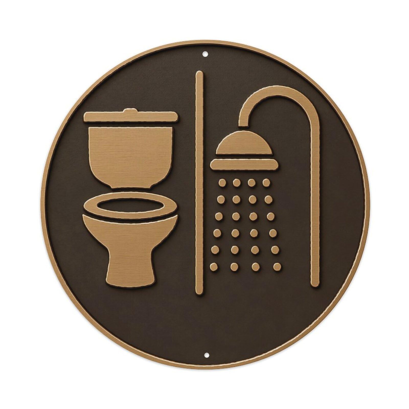 Vintage Bronze Bathroom Icon Sign Vintage Aluminium Metal Sign, Retro Wall Decor for Home, Bar, Garage & Farmhouse 20x20cm