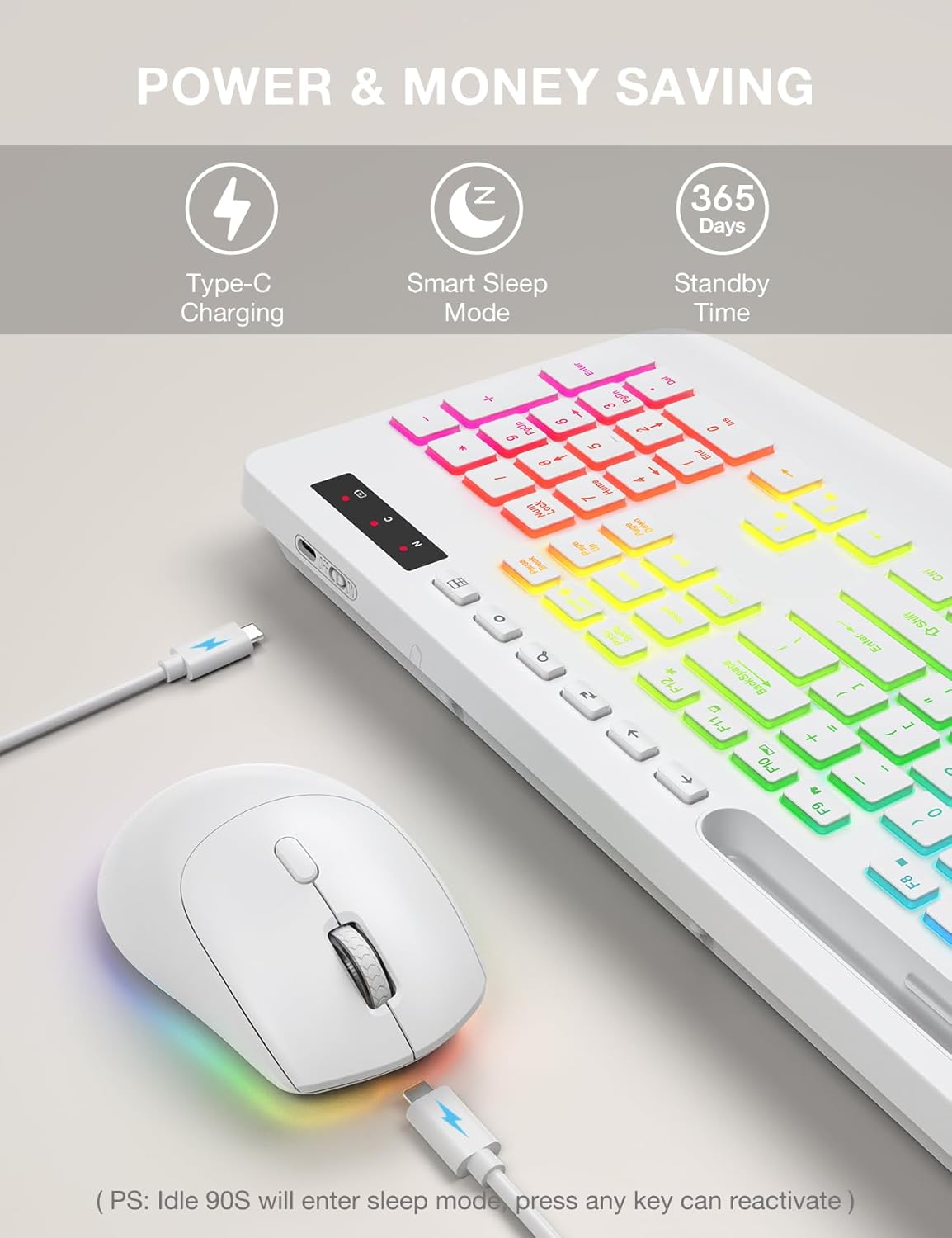SABLUTE keyboard and mouse charging via USB-C cable