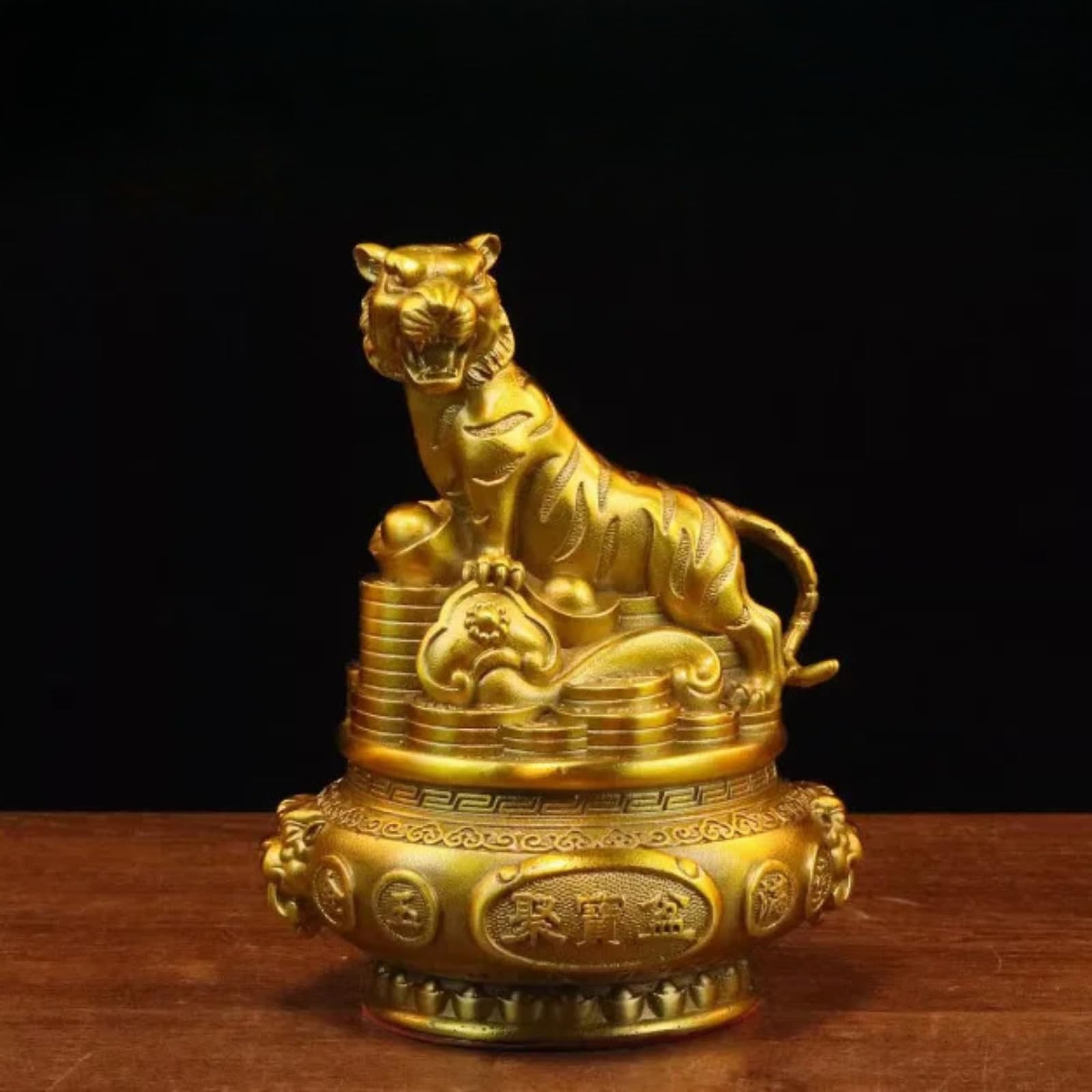 Aottsd Zodiac Dog Statue Brass Home Office Wealth Attracting Feng Shui Decor 14Cm