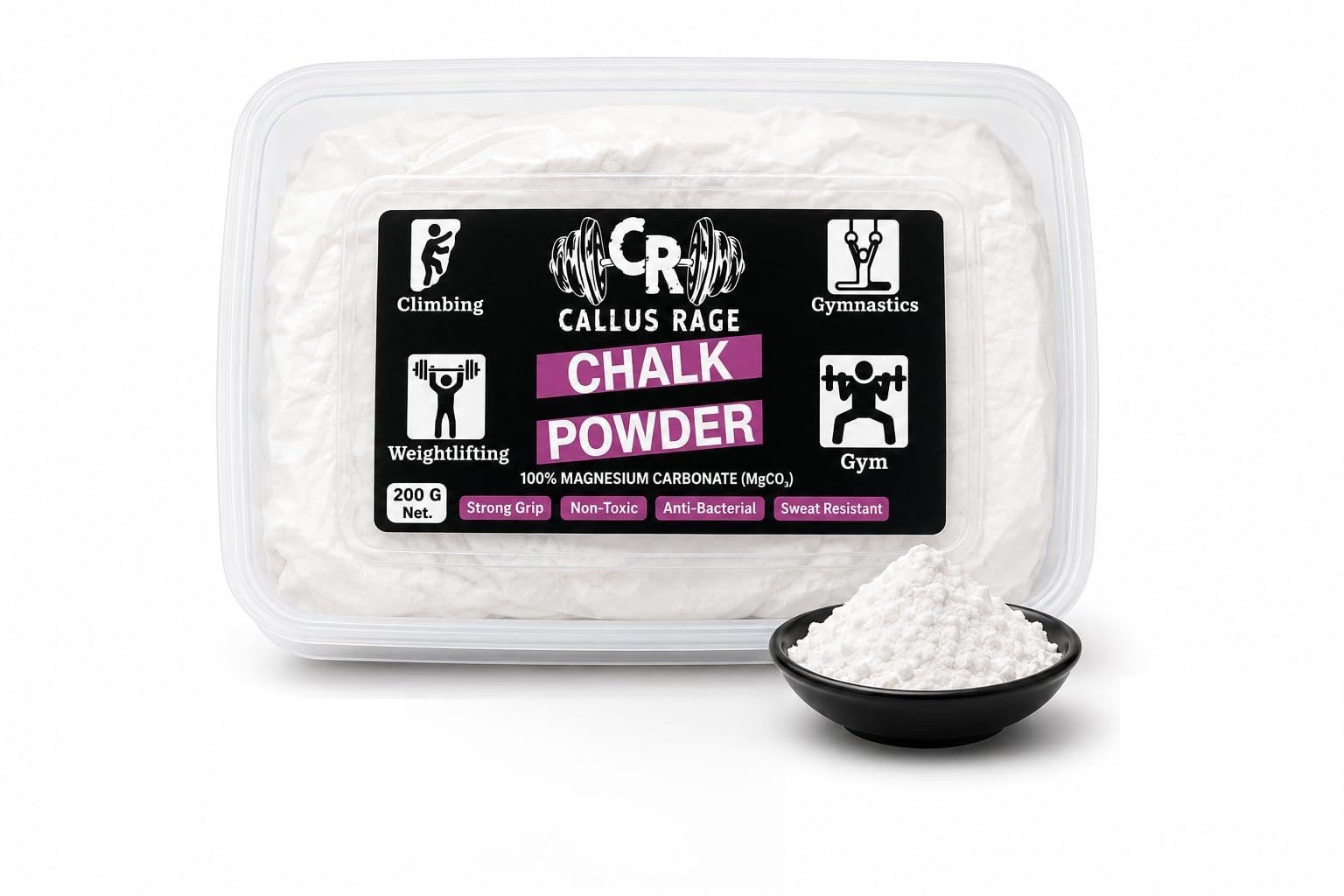 Callus Rage Gym Chalk Powder, 100% Magnesium Carbonate, Grip Enhancement for Weightlifting and Gymnastics-image-7