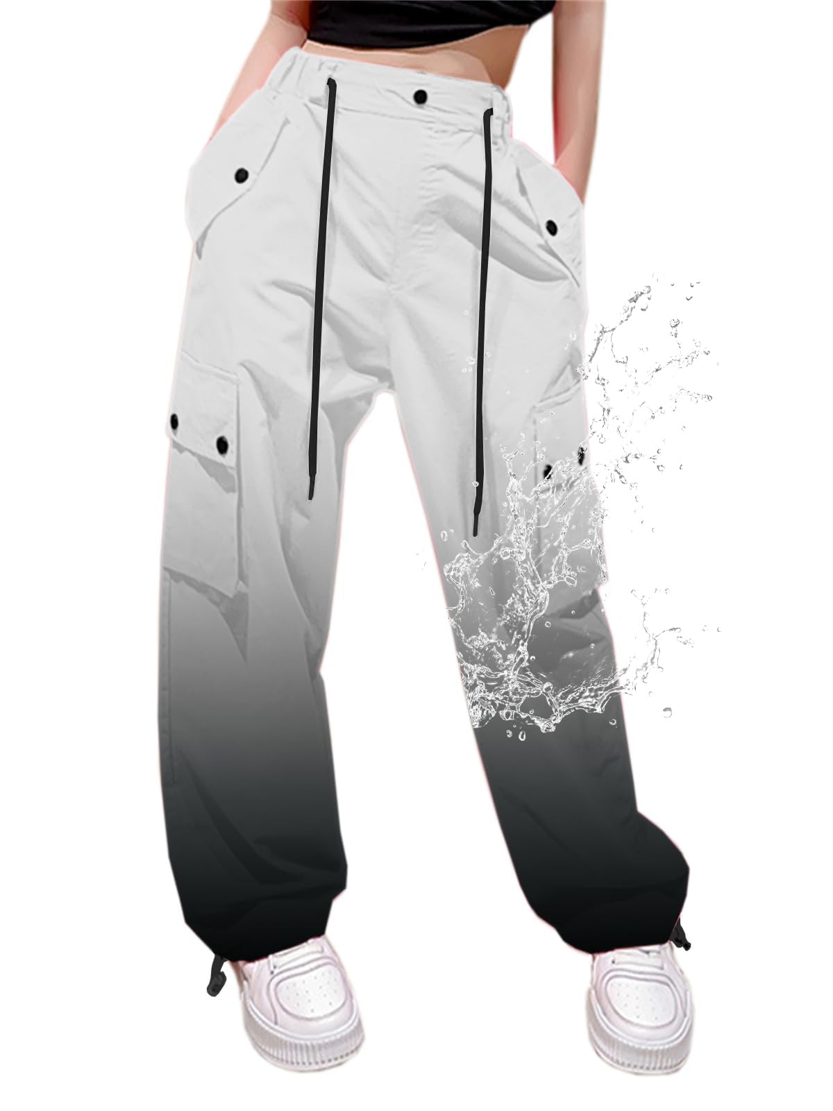 Cromoncent Girls &amp; Women Parachute Cargo Pants, 6Years-3XL