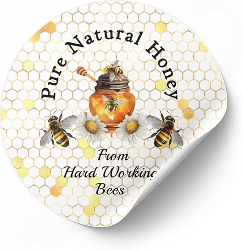 40 Honey jar Labels, Stickers, Tags, Bees raw Natural