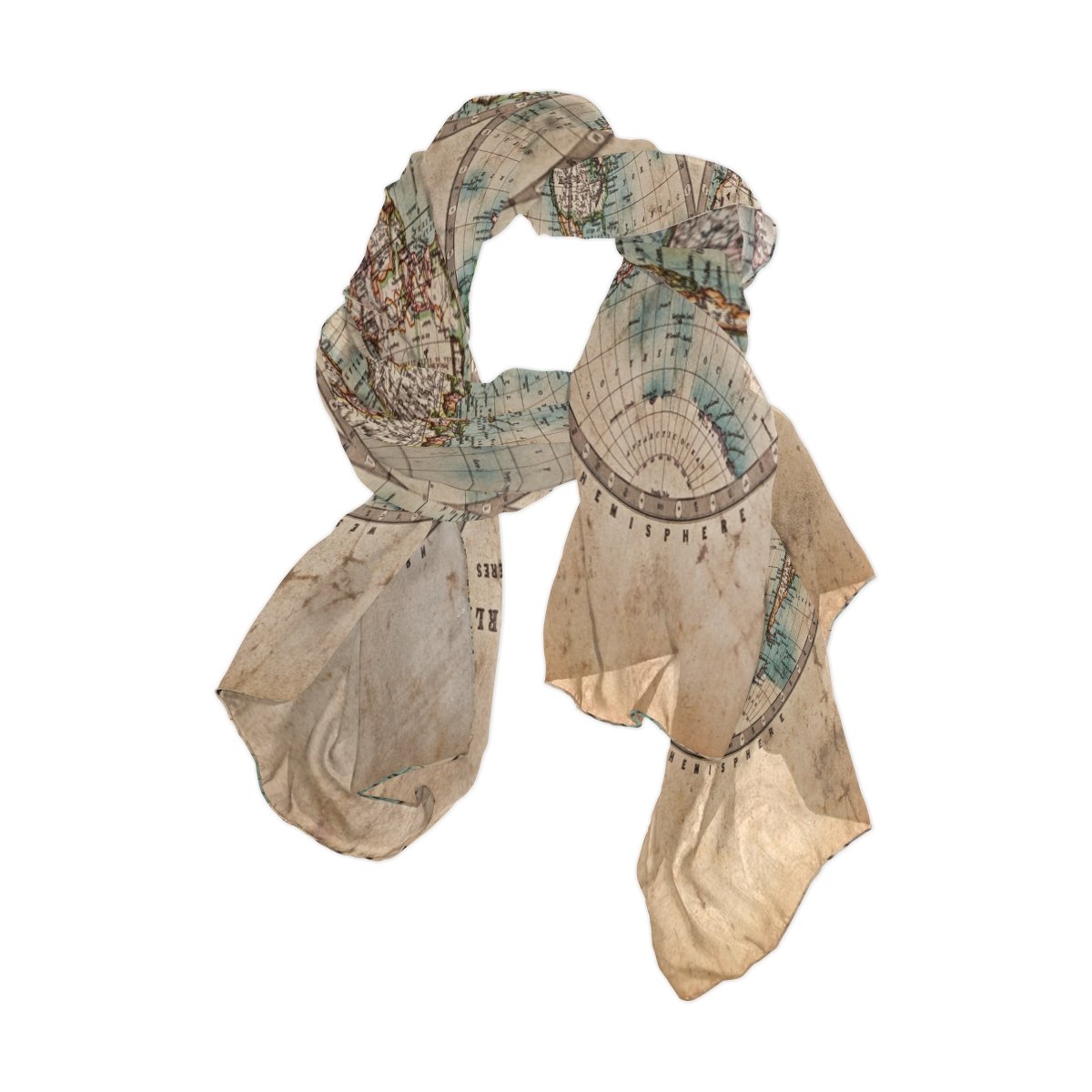 Use7 Women's Multicoloured Fashion Lightweight Vintage World Map Chiffon Silk Long Scarf Shawl Wrap