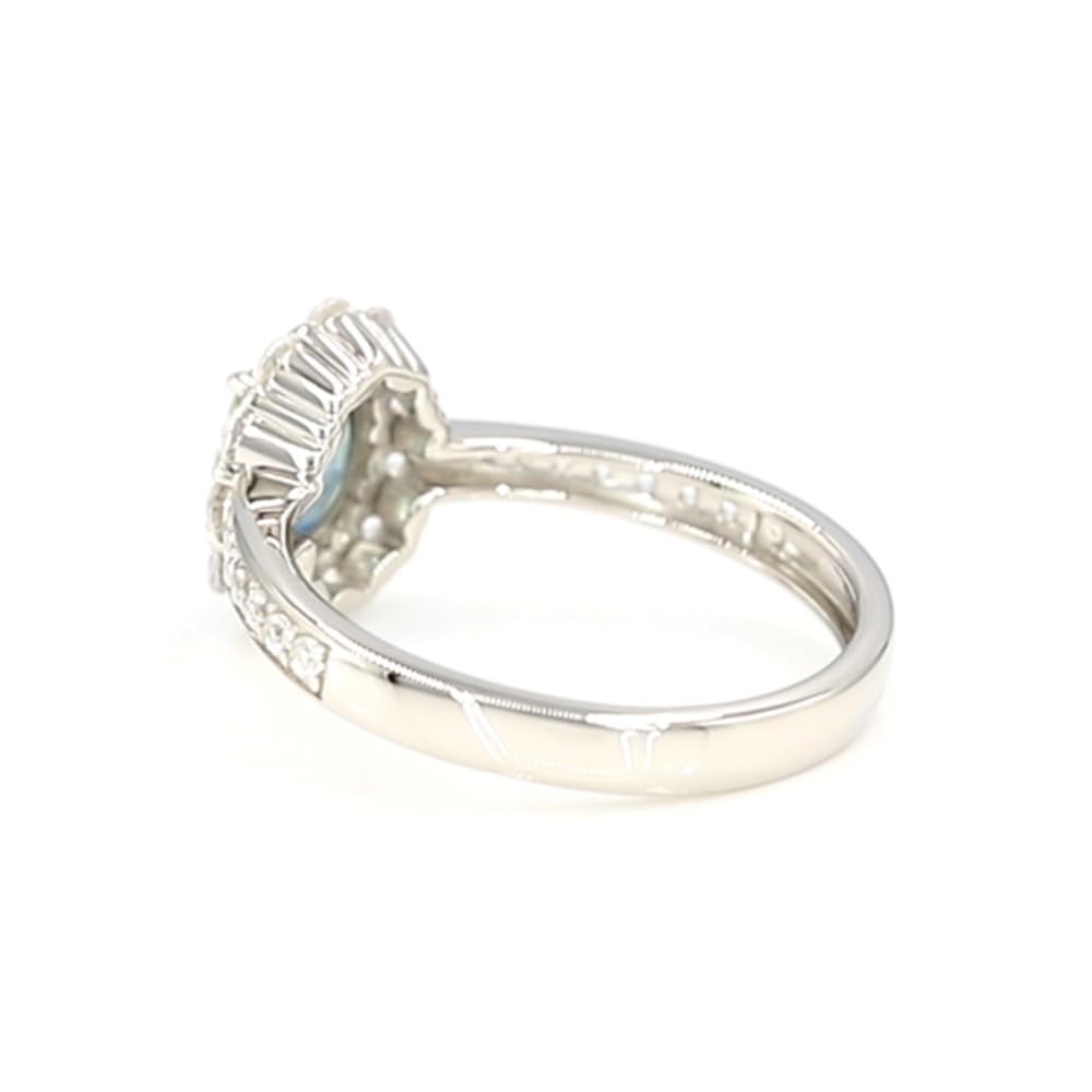 Cavill Petrolfarbener Saphir Ring 0,987 ct Ovalschliff mit 925er Sterlingsilber Platin Beschichtung und funkelnden kambodschanischen Zirkonen im Silberring für Damen
