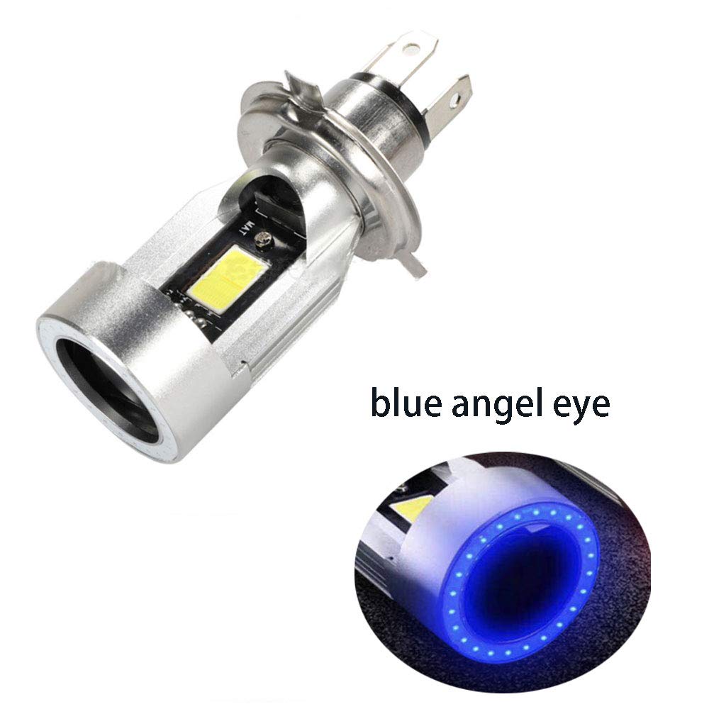 H4/9003 Motorcycle LED Headlight Bulb – Hi/Lo Beam With Blue Angel Eye – 6000K