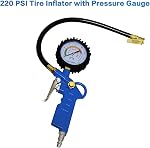 Auto Tire Inflator with Pressure Gauge 220 PSI Dial Wheel Inflator Gage Compressor Accessories Heavy Duty with Rubber Hose and Quick Connect Plug for RV Car Motorcycle for Men