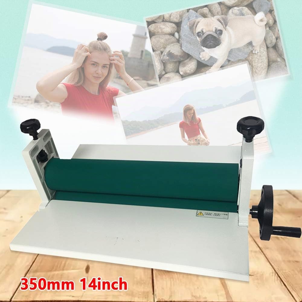Laminadora Manual en Frío (35 cm de Ancho, 1,2 cm de Grosor) - Máquina de Laminación Con Rodillos y Manivela Para Pintura Fotográfica e Invitaciones
