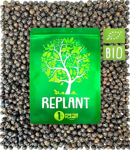 REPLANT - Pimienta Negra de Kampot Organico 100g - Grand Cru IGP de Kampot 2023 - Pimienta Integral - Bolsa Recambio Molino 'FreshZIP'