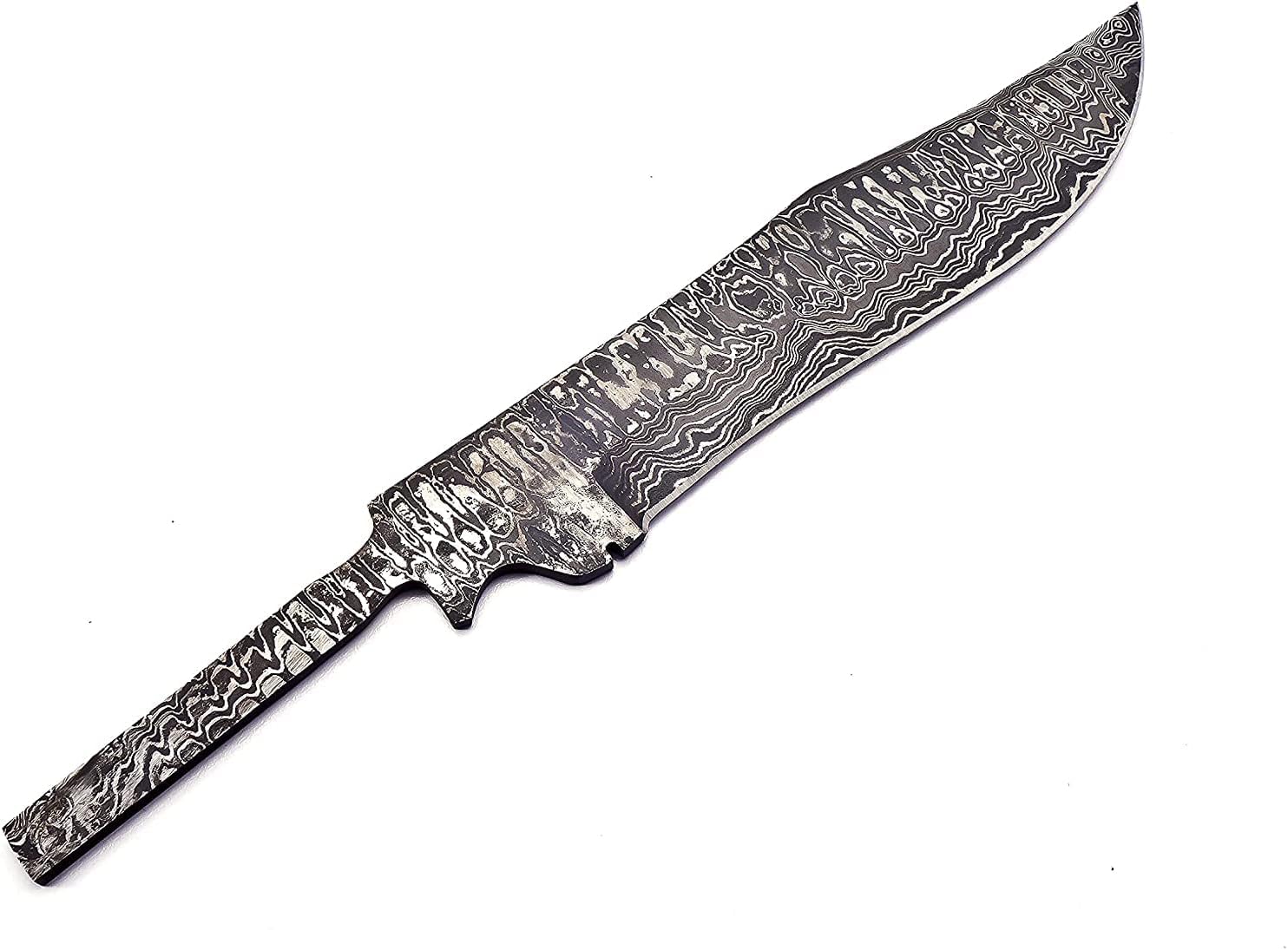 TT-66 Handmade Damascus Steel 15 Inches Blank Blade For Bowie Knife Making Beautiful Pattern on the blade