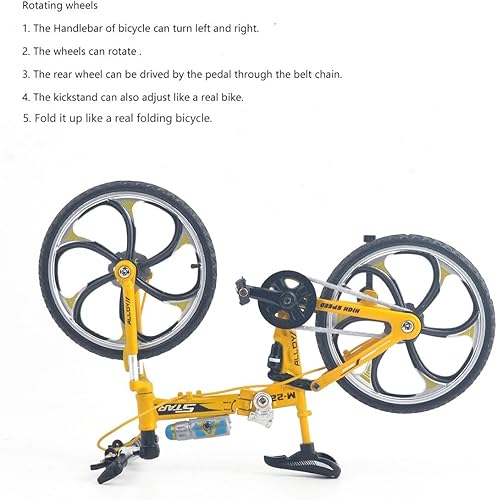 Miniatura 3 de Ailejia Finger Racing Bicicleta de montaña Decoración para tartas Mini Dirt Bike Modelo Cool Boy Toy (amarillo)