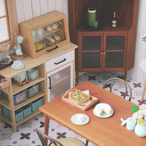 Miniatura 2 de Bandejas de servicio en miniatura para casa de muñecas, bandejas cuadradas de madera a escala 112 para manualidades y accesorios para casa de muñecas