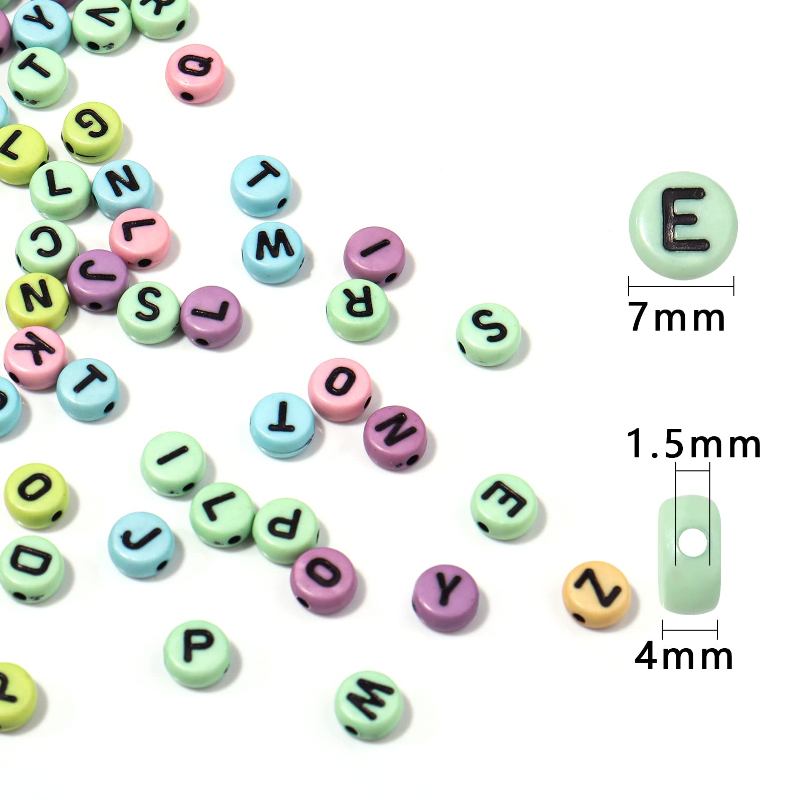 500PCS Acrylic Letter Beads 4x7mm Alphabet Beads Mixed Small Round