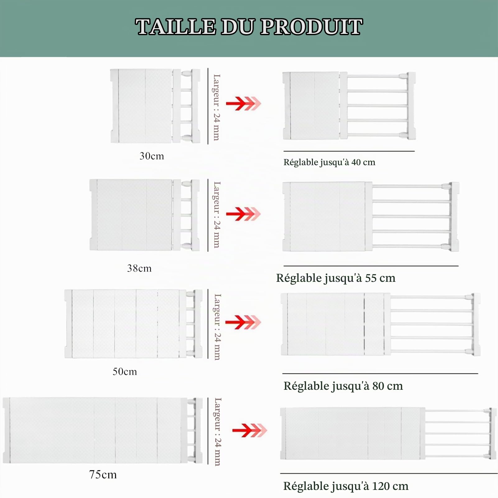 Mumusuki Étagère de Rangement Extensible pour Placard à Vêtements, Diviseurs de Garde-robe Réglables, Séparateur de Tension pour Armoire, Armoire, Salle de Bain, Cuisine, Bibliothèque