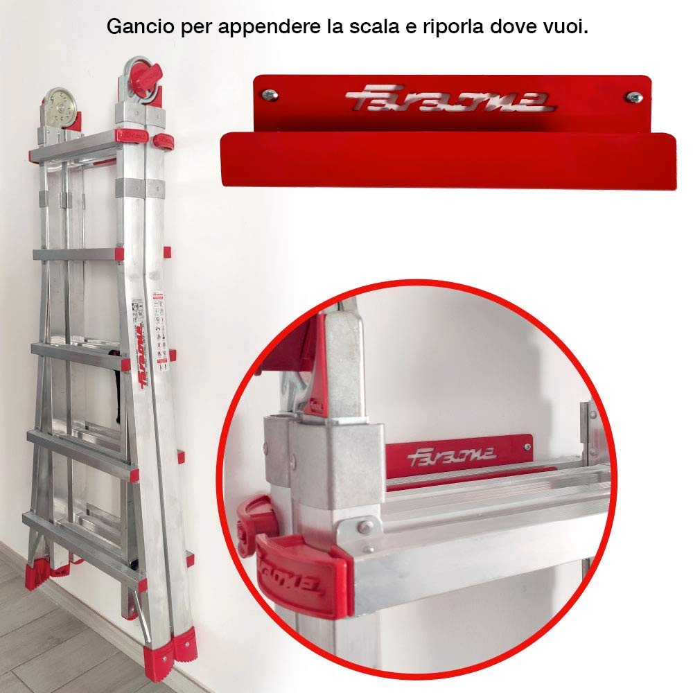 Faraone Scala Telescopica Professionale in Alluminio, Multiuso Pieghevole 5+5 Gradini – EN131, Sicura e Robusta per Uso Intensivo TELES.T5A